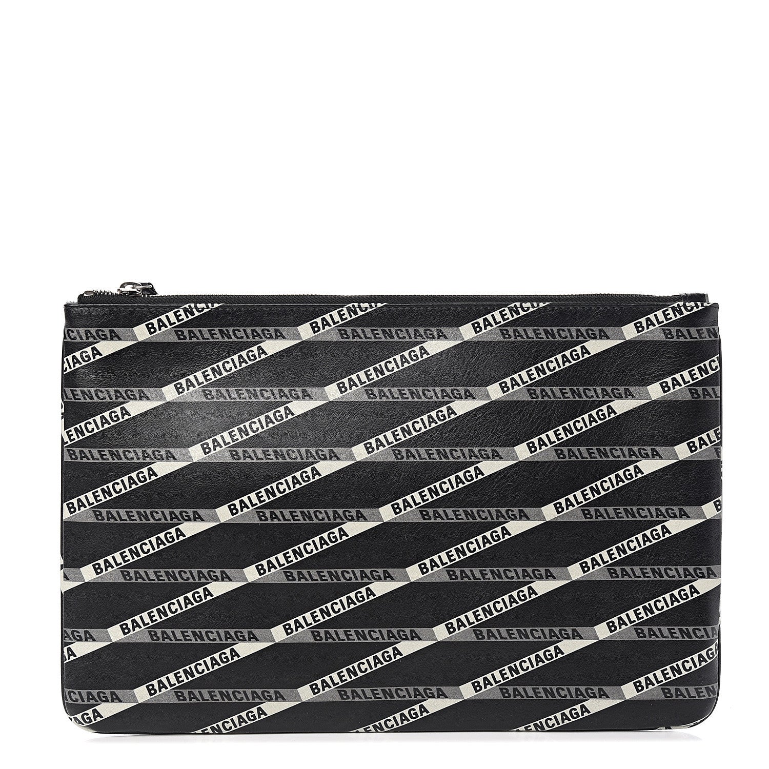 Balenciaga Calfskin Losange Monogram Ville Zip Pouch Black Grey 1 of 6