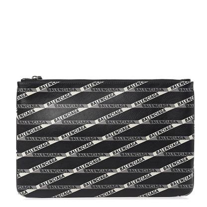 Balenciaga Calfskin Losange Monogram Ville Zip Pouch Black Grey 1 of 6