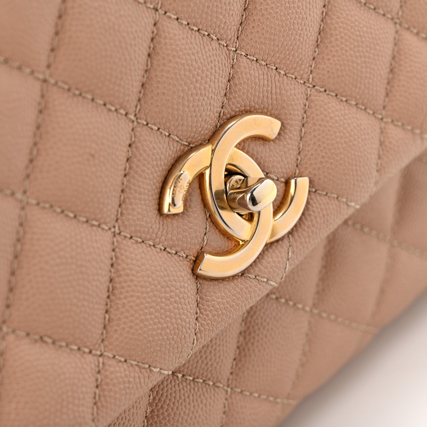 Chanel Caviar Lizard Quilted Small Coco Handle Flap Beige 13 of 13
