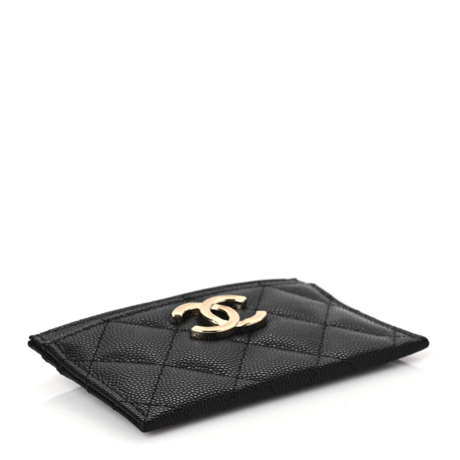 Chanel Caviar Metal Perforated Quilted CC Card Holder Black 4 of 7