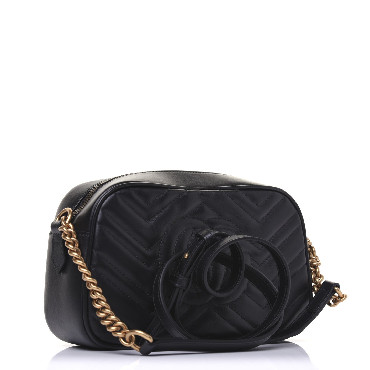 Calfskin Matelasse Small GG Marmont Chain Shoulder Bag Black