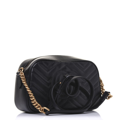 Gucci Calfskin Matelasse Small GG Marmont Chain Shoulder Bag Black 3 of 13