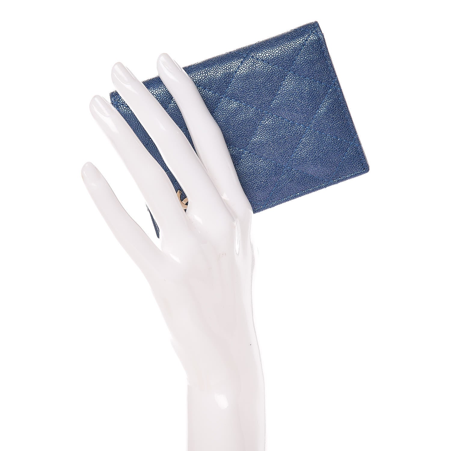 Chanel Iridescent Caviar Quilted Card Holder Wallet Dark Blue 2 of 8