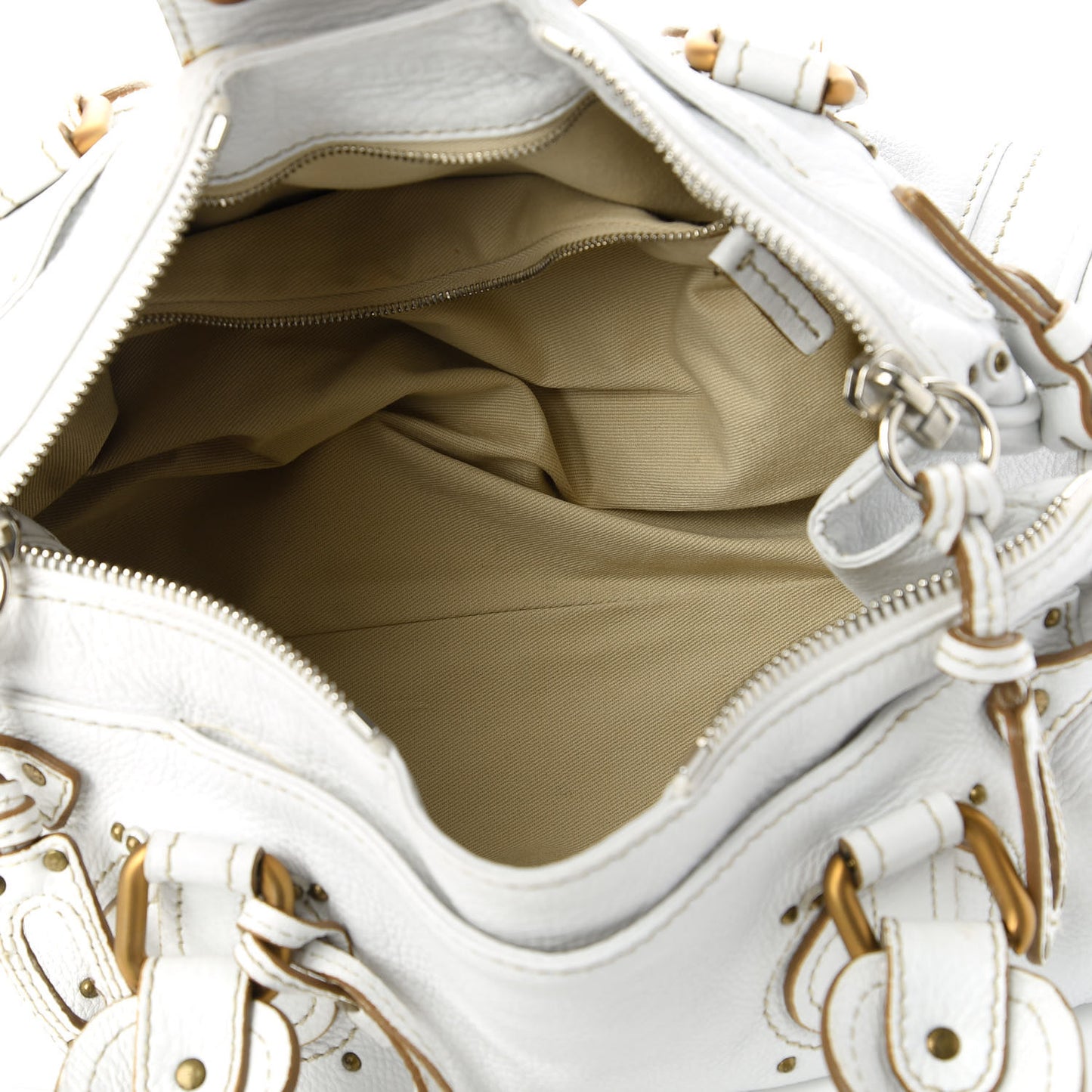 Calfskin Medium Paddington Satchel White