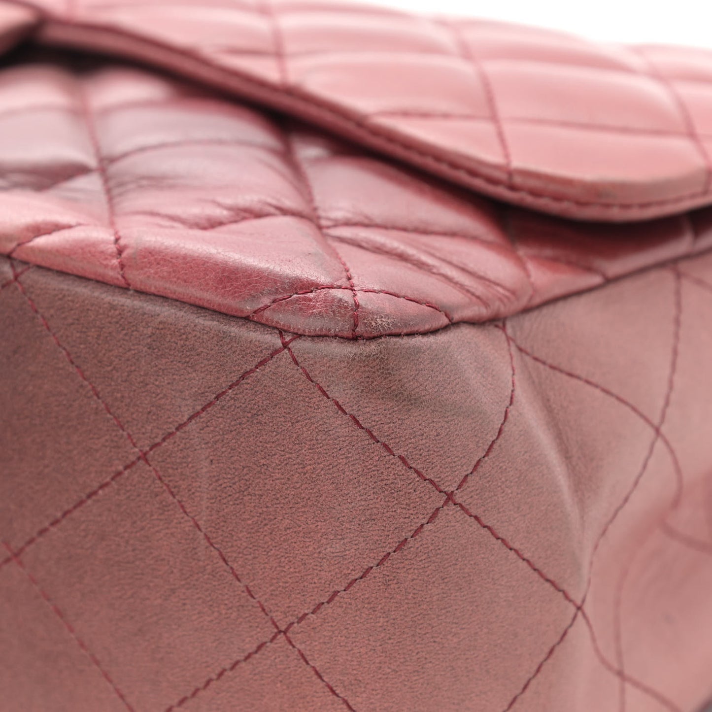 Lambskin Degrade Quilted Jumbo Single Flap Red