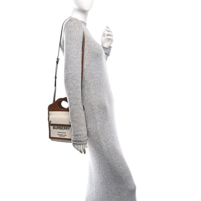 Burberry Canvas Smooth Calfskin Two Tone Mini Pocket Bag Natural Malt Brown 2 of 10