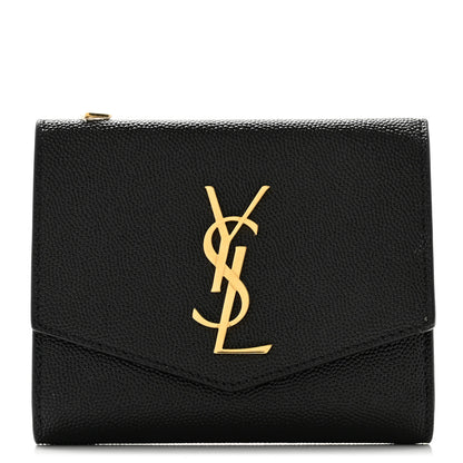 Saint Laurent Grain De Poudre Monogram Bi-Fold Wallet Black 1 of 9