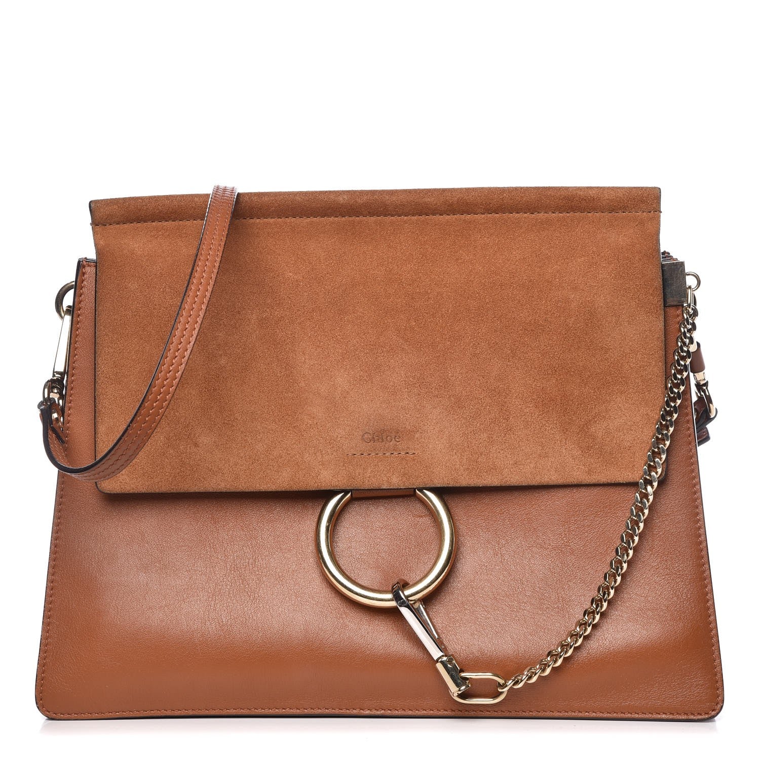 Chloe Suede Calfskin Medium Faye Shoulder Bag Tobacco 1 of 8