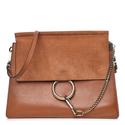 Chloe Suede Calfskin Medium Faye Shoulder Bag Tobacco 1 of 8