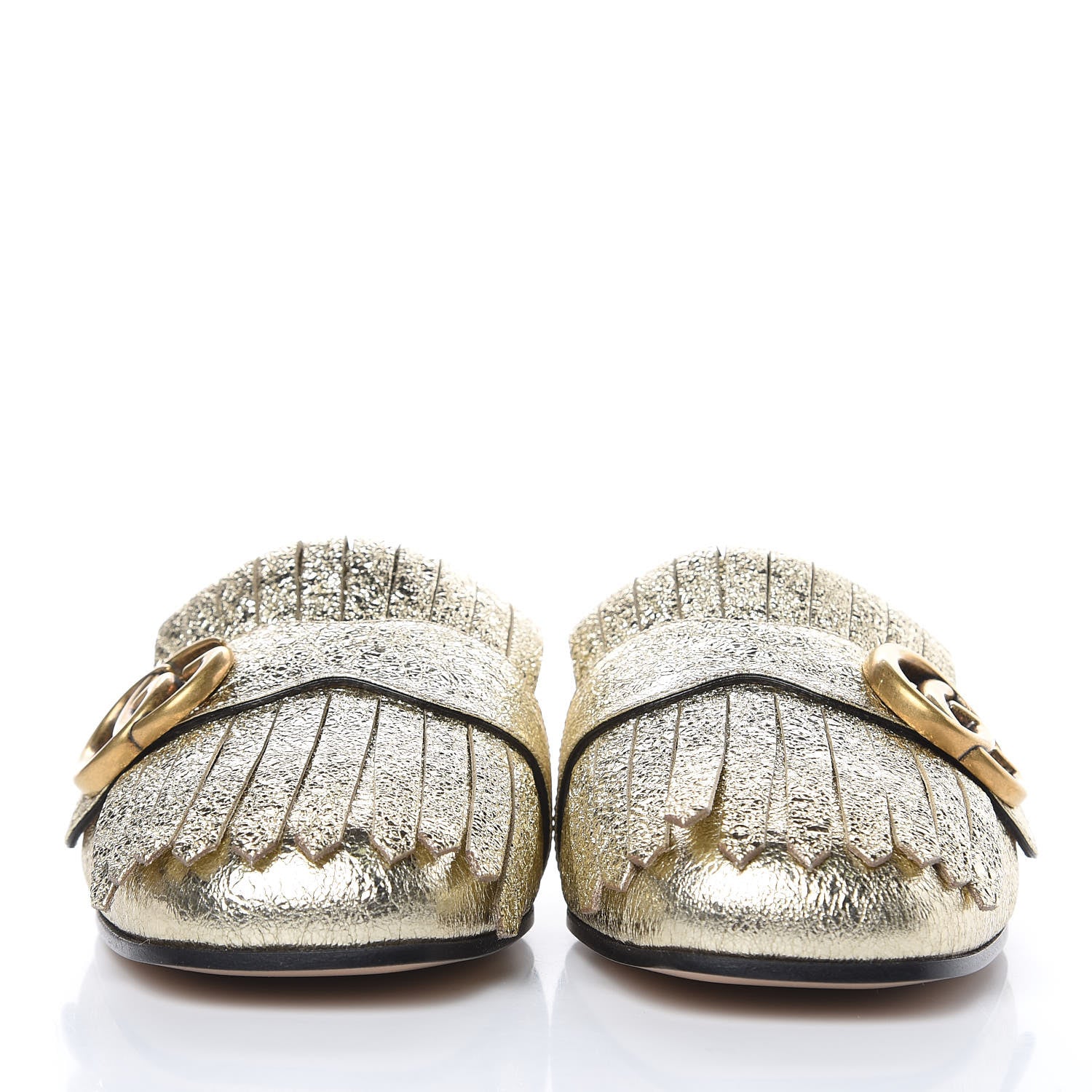Gucci Galassia Womens GG Marmont Fringe Slippers 37 Platino 2 of 8