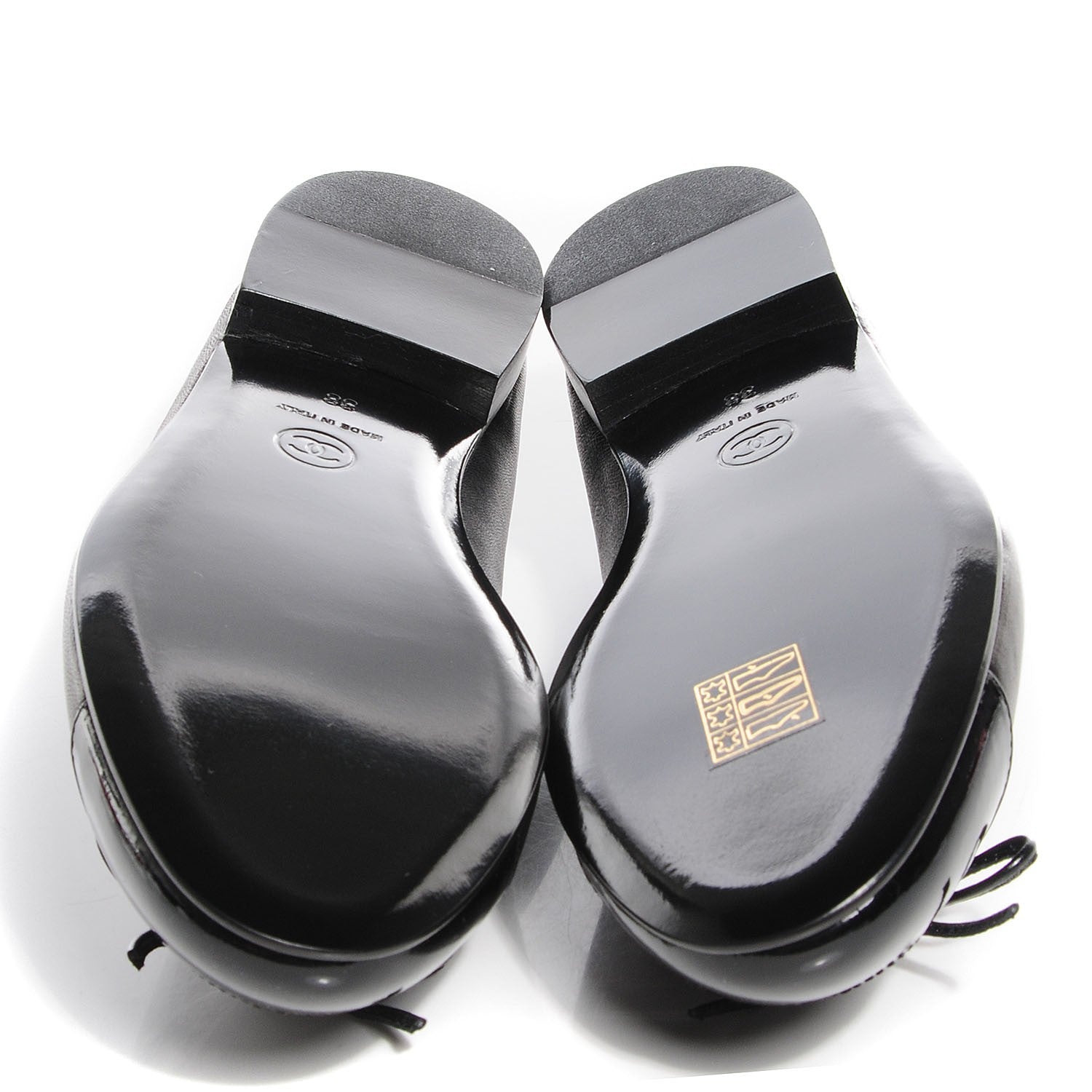 Chanel Leather Patent CC Cap Toe Ballerina Flats 38 Black 5 of 8