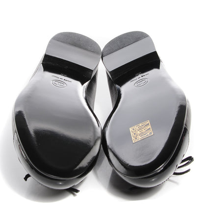 Chanel Leather Patent CC Cap Toe Ballerina Flats 38 Black 5 of 8