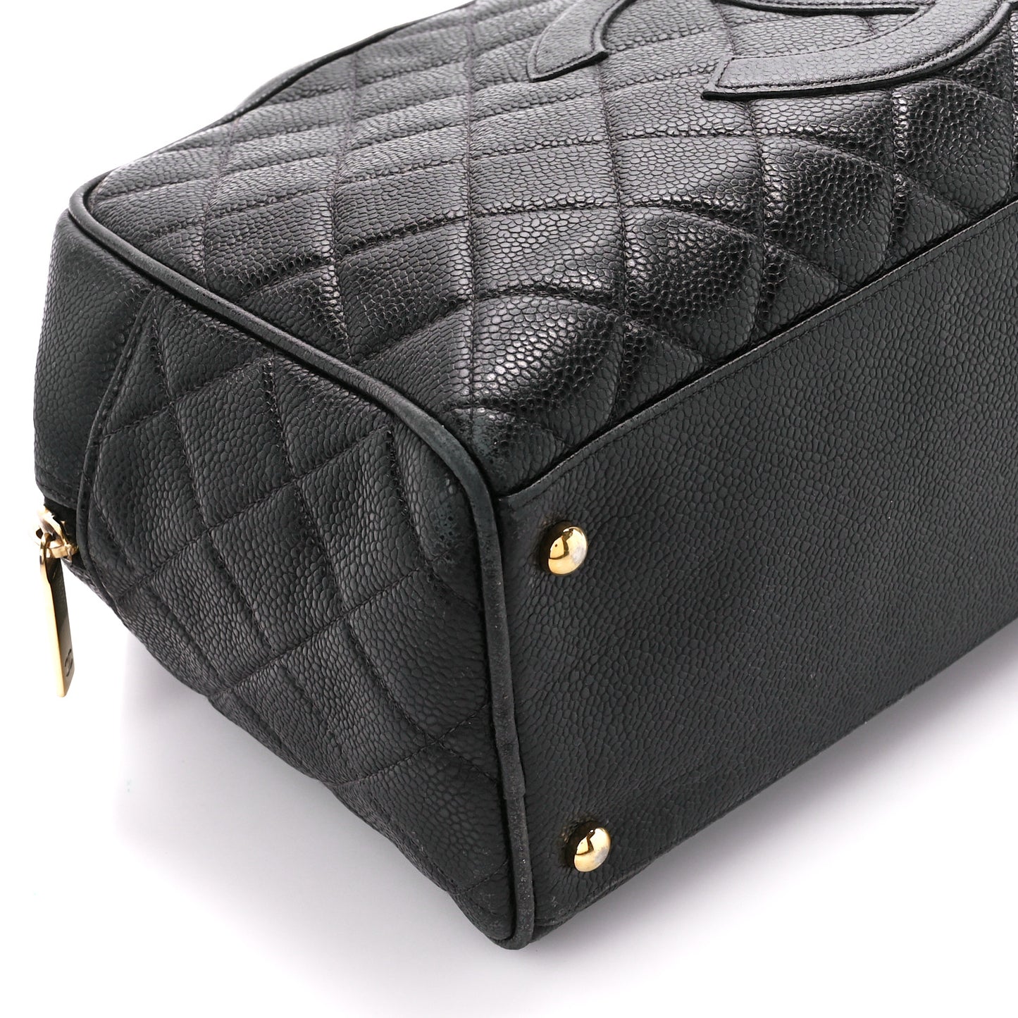 Caviar Quilted Large Bowler Black