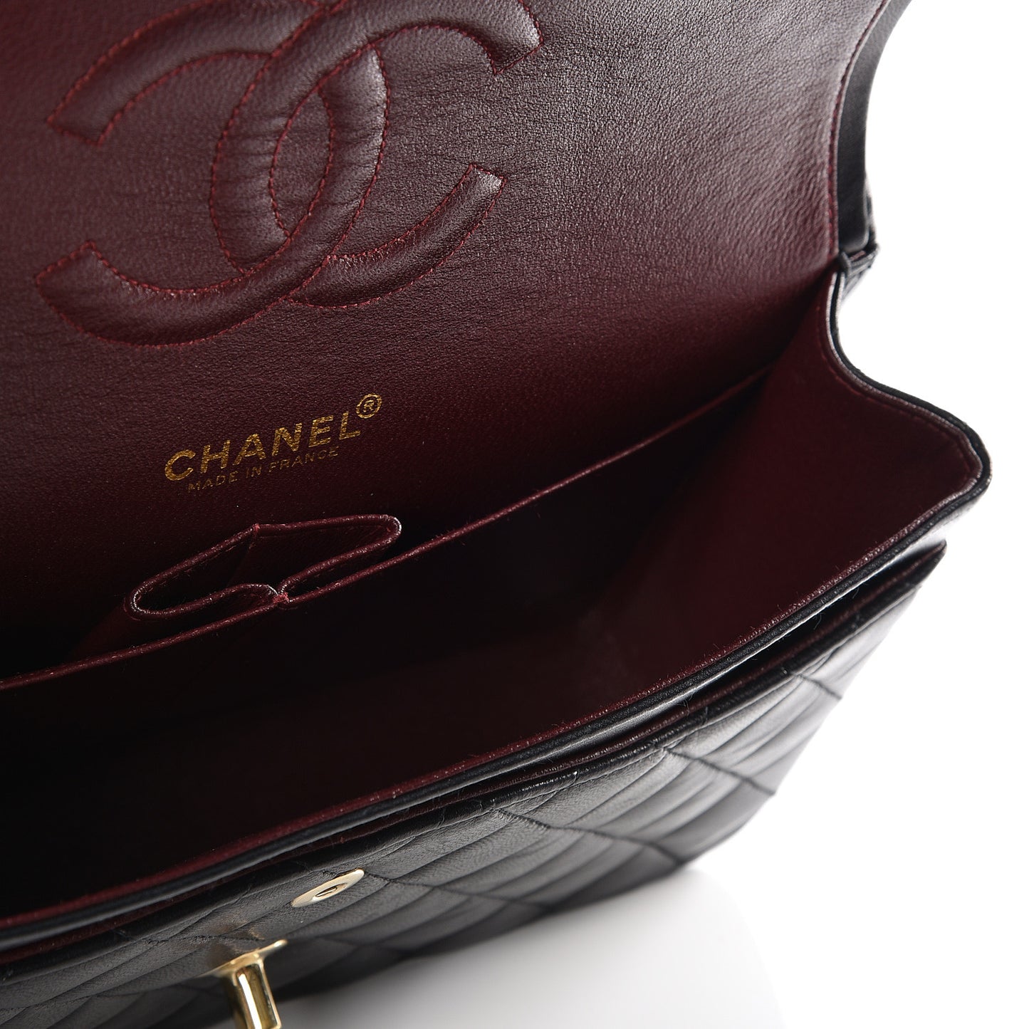Lambskin Quilted Medium Double Flap Black