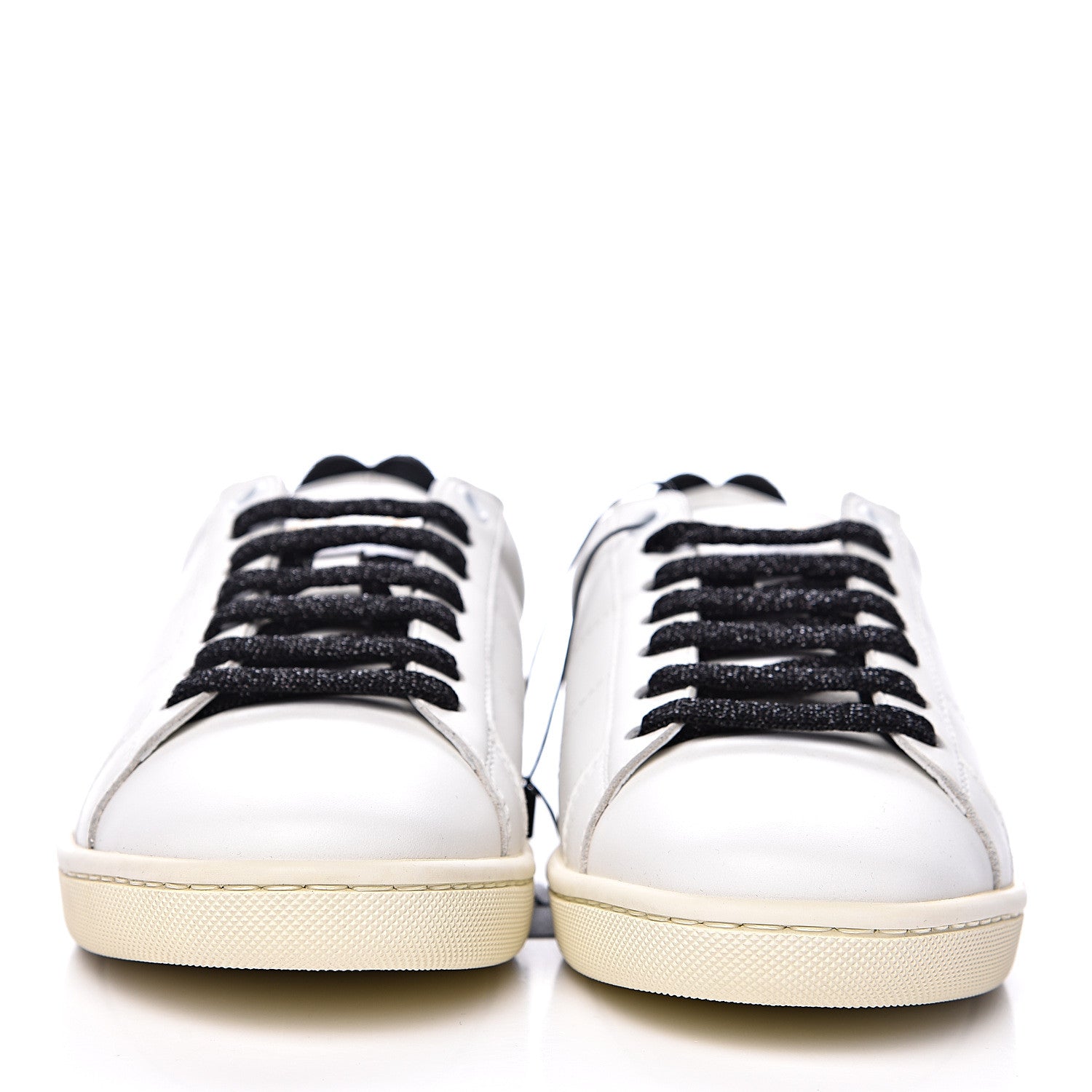 Saint Laurent Calfskin Glitter Signature Court Lips Sneakers 36 Optic White 2 of 10