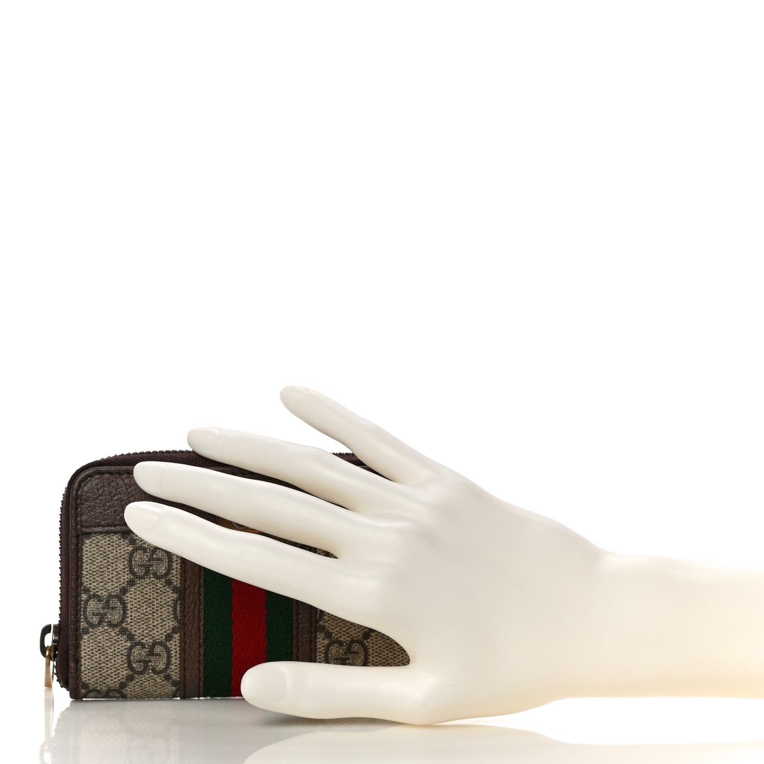 Gucci GG Supreme Web Ophidia Zip Around Card Case Brown 2 of 10