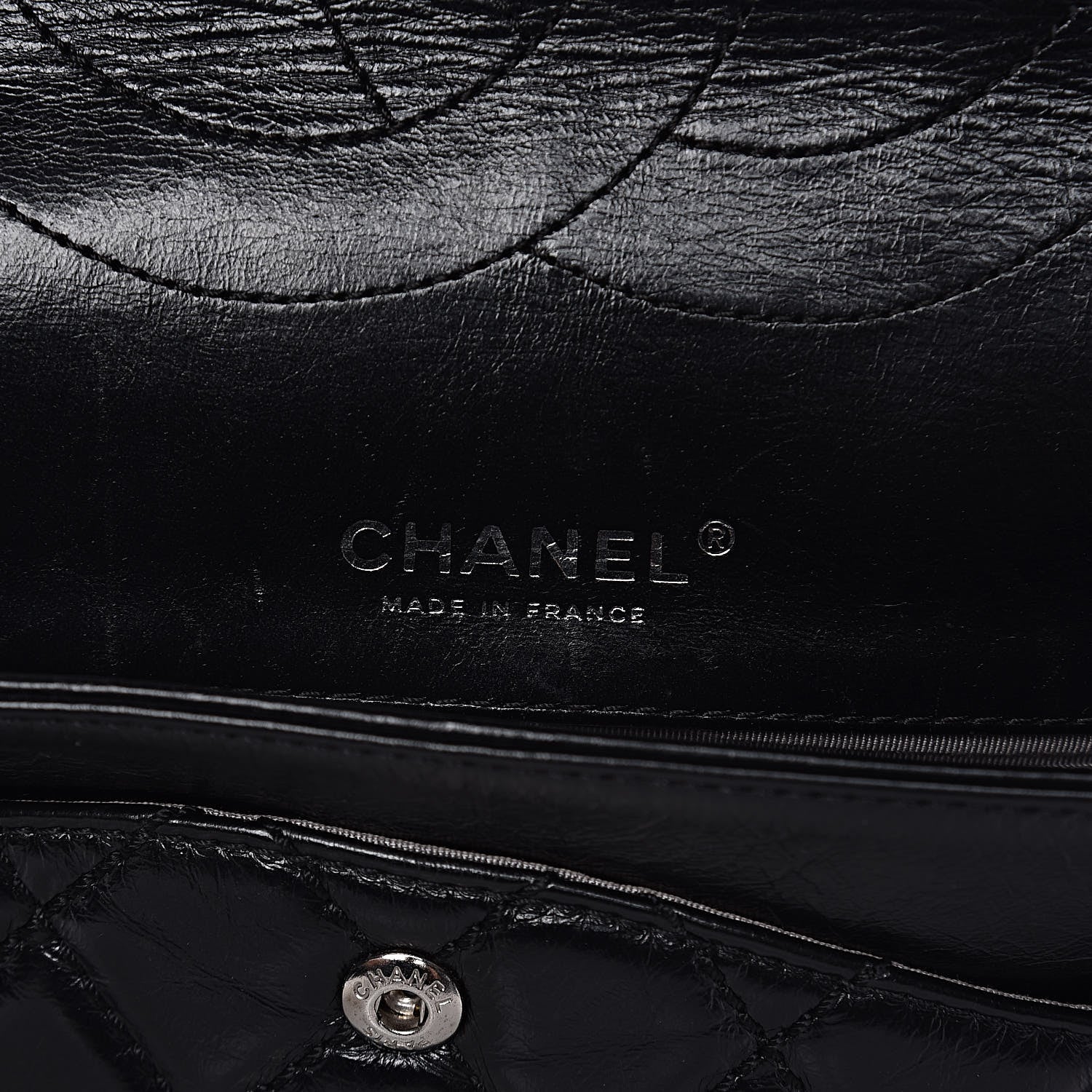 Chanel Glazed Calfskin Quilted Surpique 2.55 Reissue Black 6 of 17