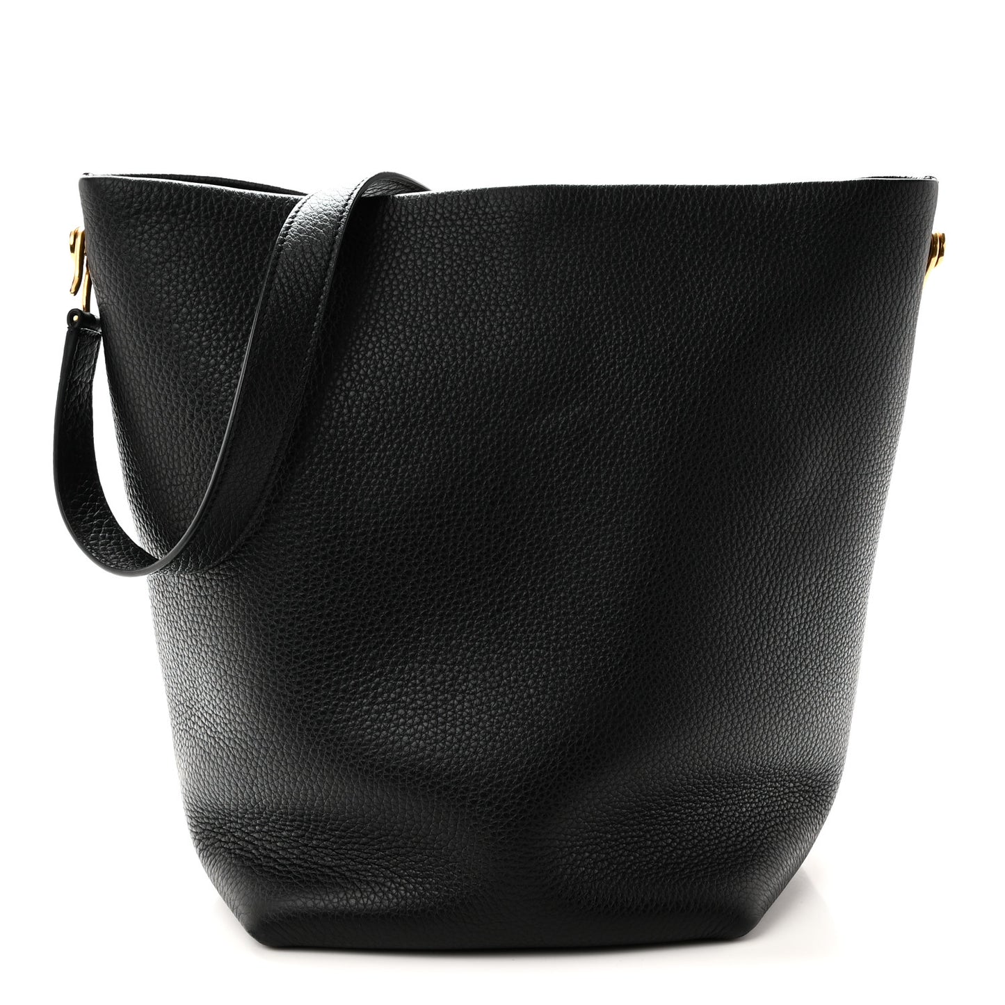 Grained Calfskin Medium N/S Hook Tote Black