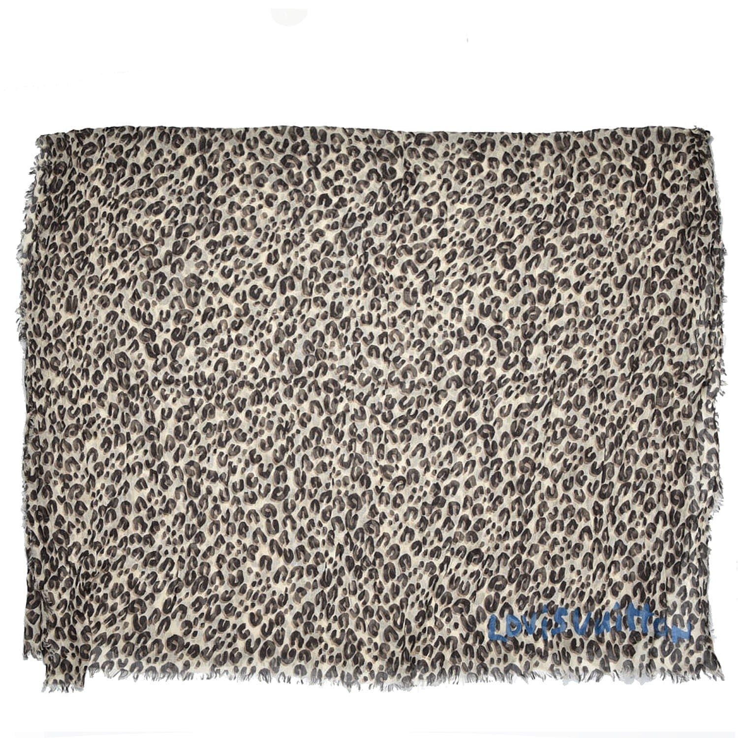 Louis Vuitton Cashmere Silk Leopard Stole Beige 1 of 9