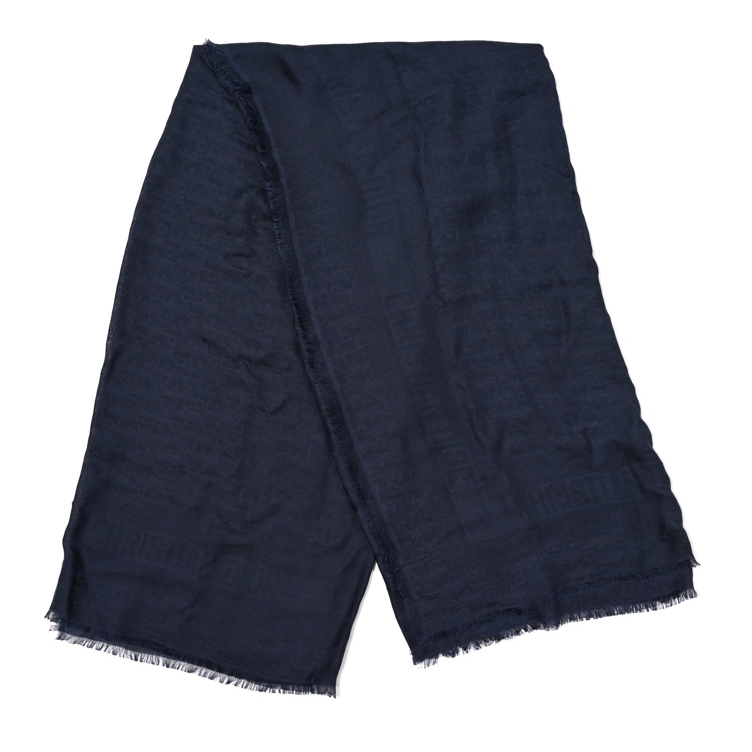 Christian Dior Silk Oblique Shawl 140 Navy Blue 2 of 3
