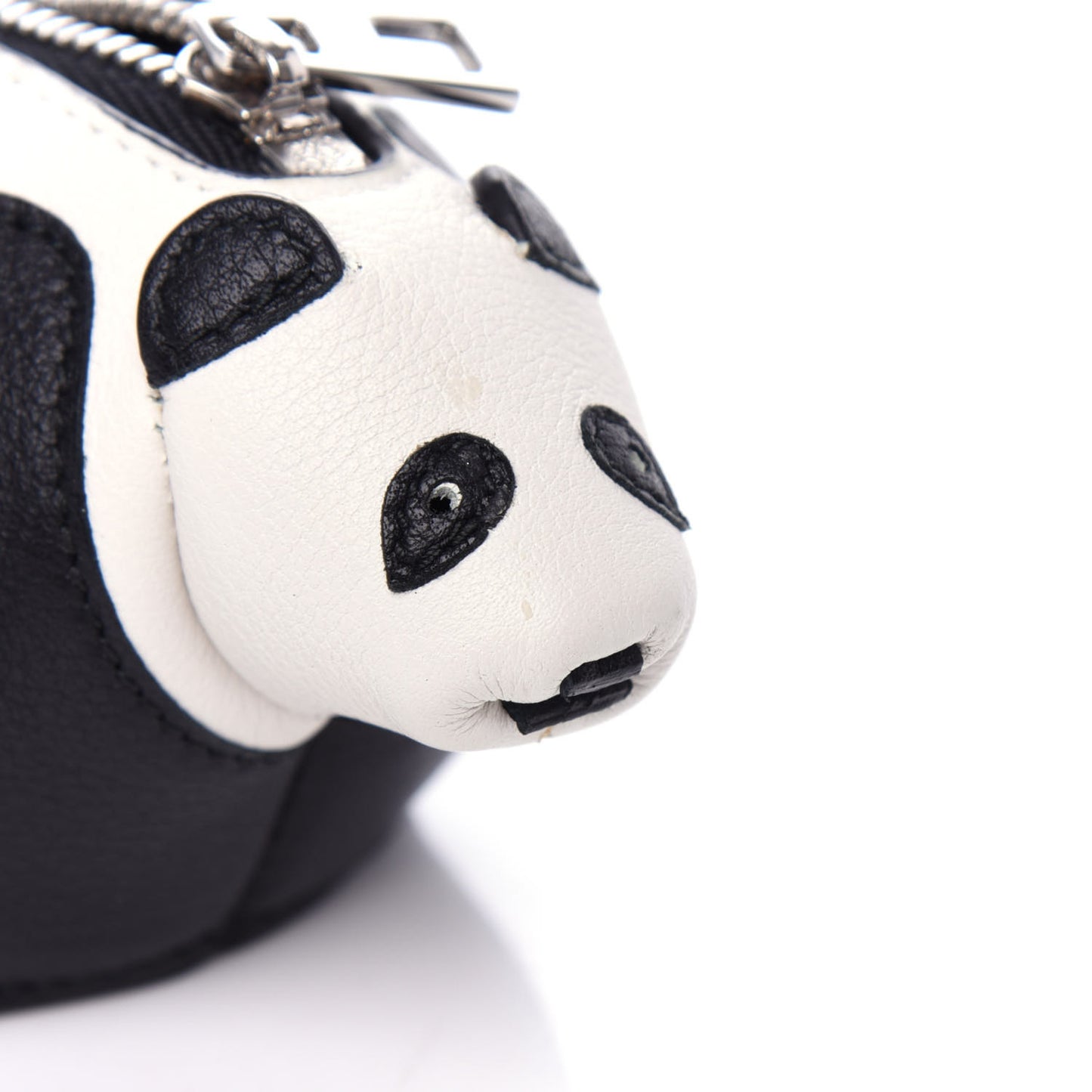 Calfskin Panda Coin Pouch Bag Charm Key Holder Black White