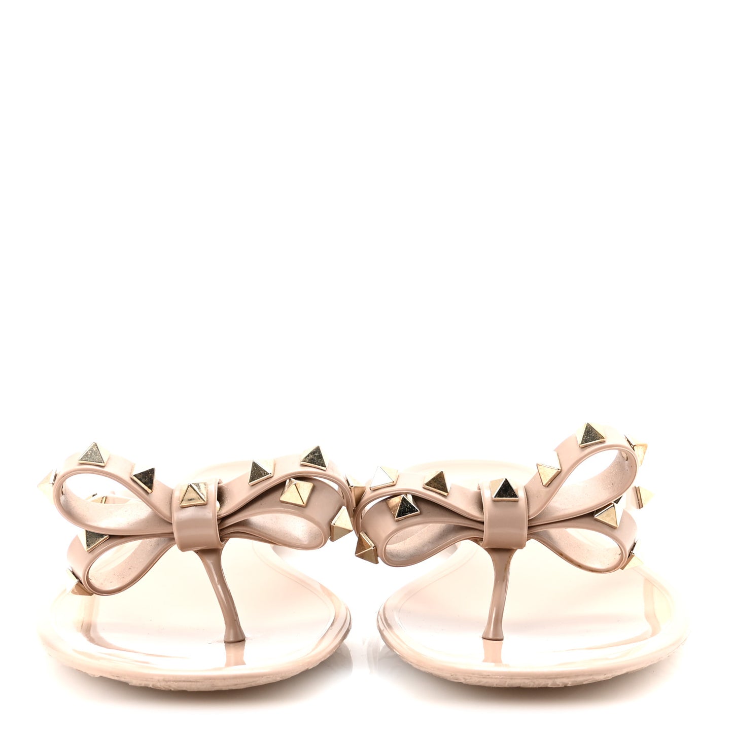 PVC Jelly Rockstud Bow Thong Sandals 39 Poudre