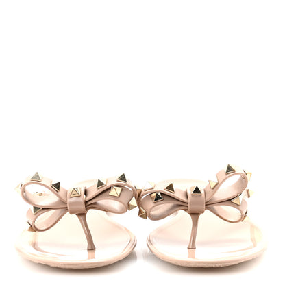 Valentino Garavani PVC Jelly Rockstud Bow Thong Sandals 39 Poudre 3 of 9