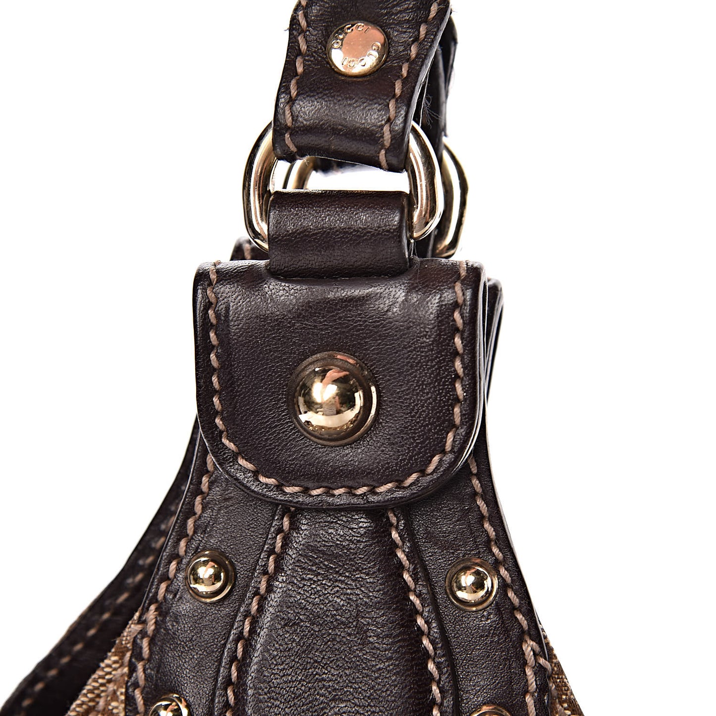 Monogram Studded Medium Pelham Tote Dark Brown