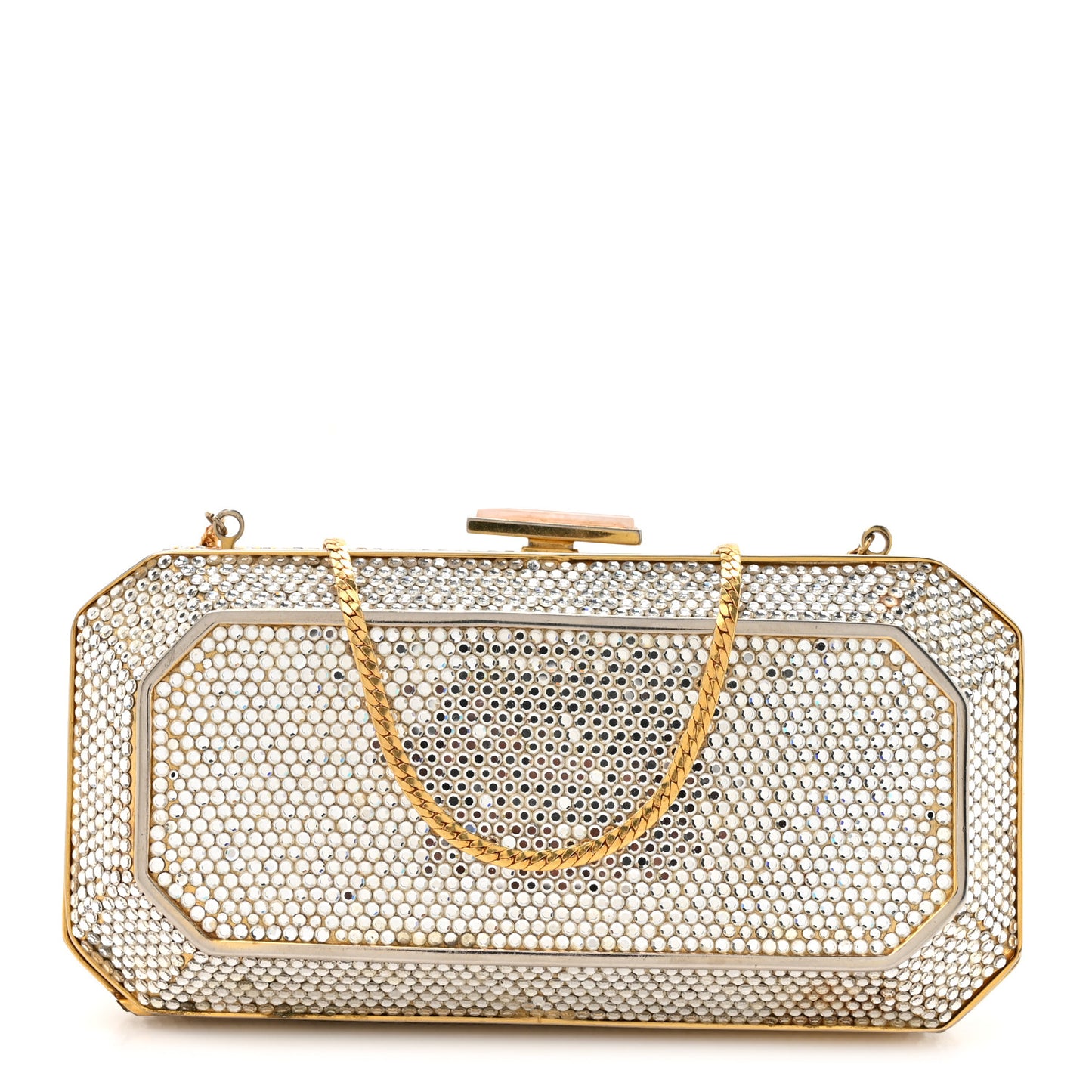 Swarovski Crystal Minaudiere Clutch Silver Gold