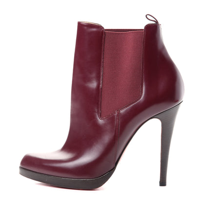 Christian Louboutin Shiny Nappa Ankle Boots 38 Burgundy 1 of 9