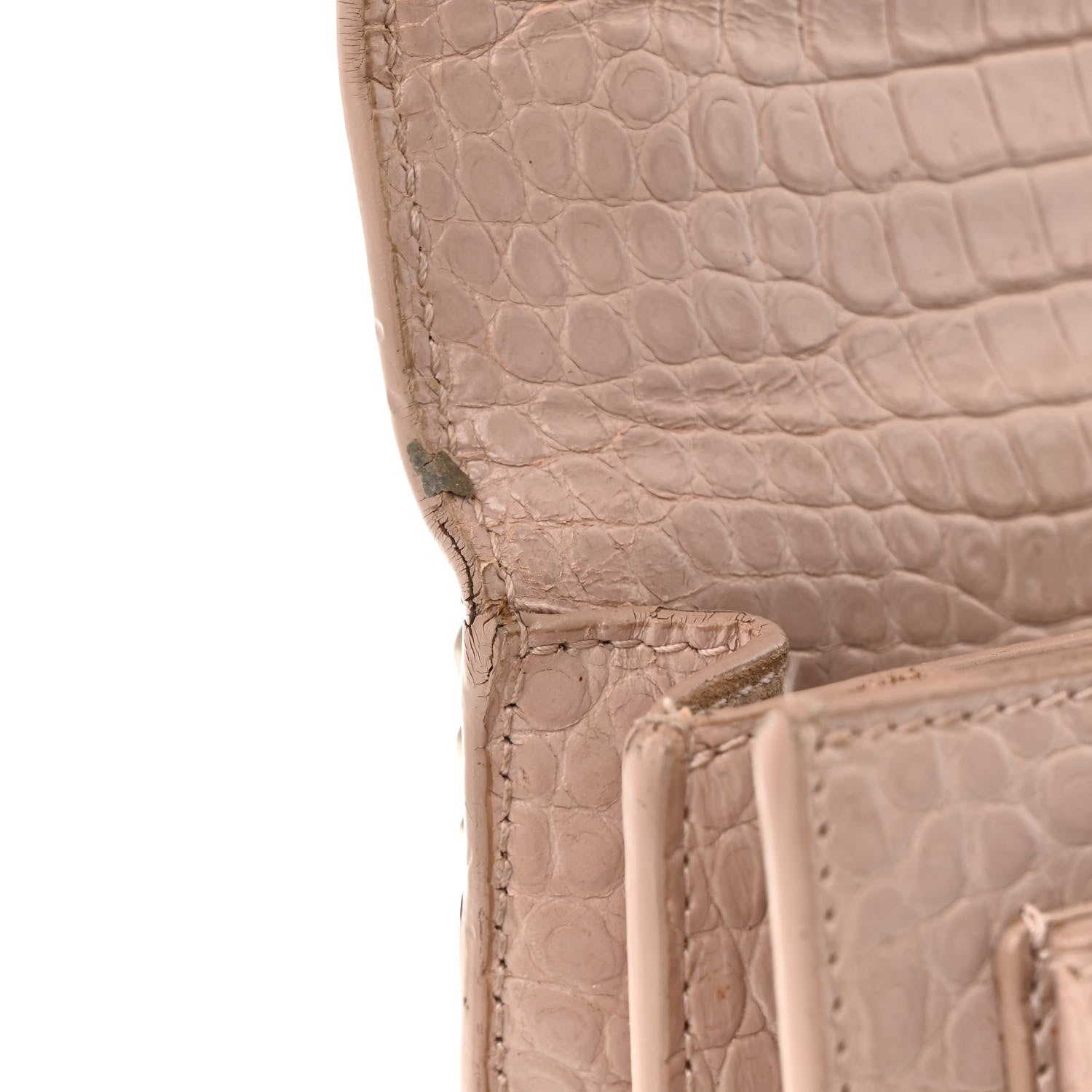 Saint Laurent Calfskin Crocodile Embossed Medium Monogram Sunset Rose Antic 16 of 25