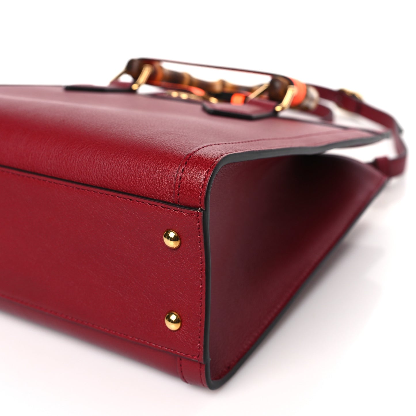 Wonka Grain Calfskin Small Diana Tote Bag Dark Red Orange Fluo