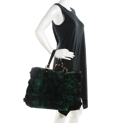Valentino Garavani Silk Medium Georgette Rosier Tote Green Black 2 of 8