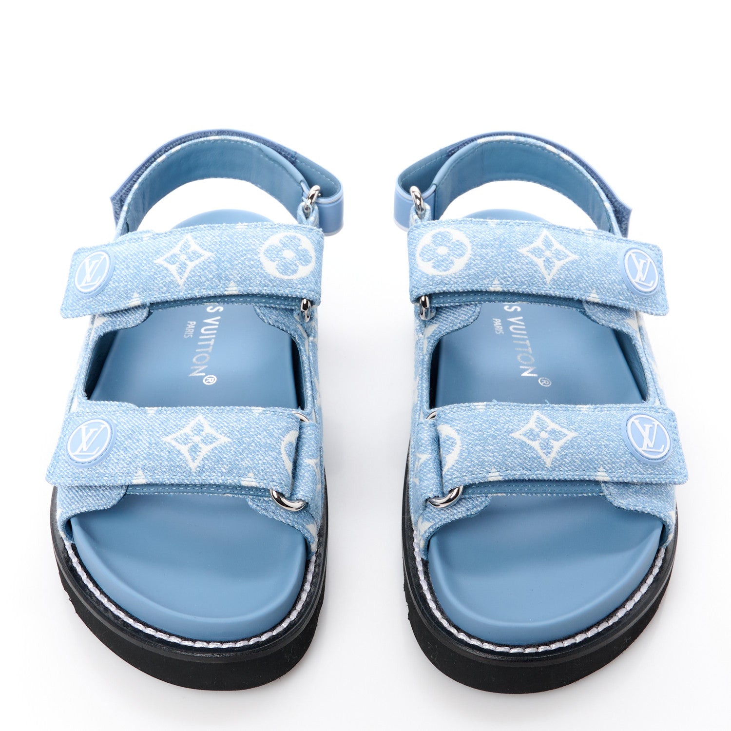 Louis Vuitton Monogram Denim Paseo Flat Comfort Sandals 35 Light Blue 2 of 8