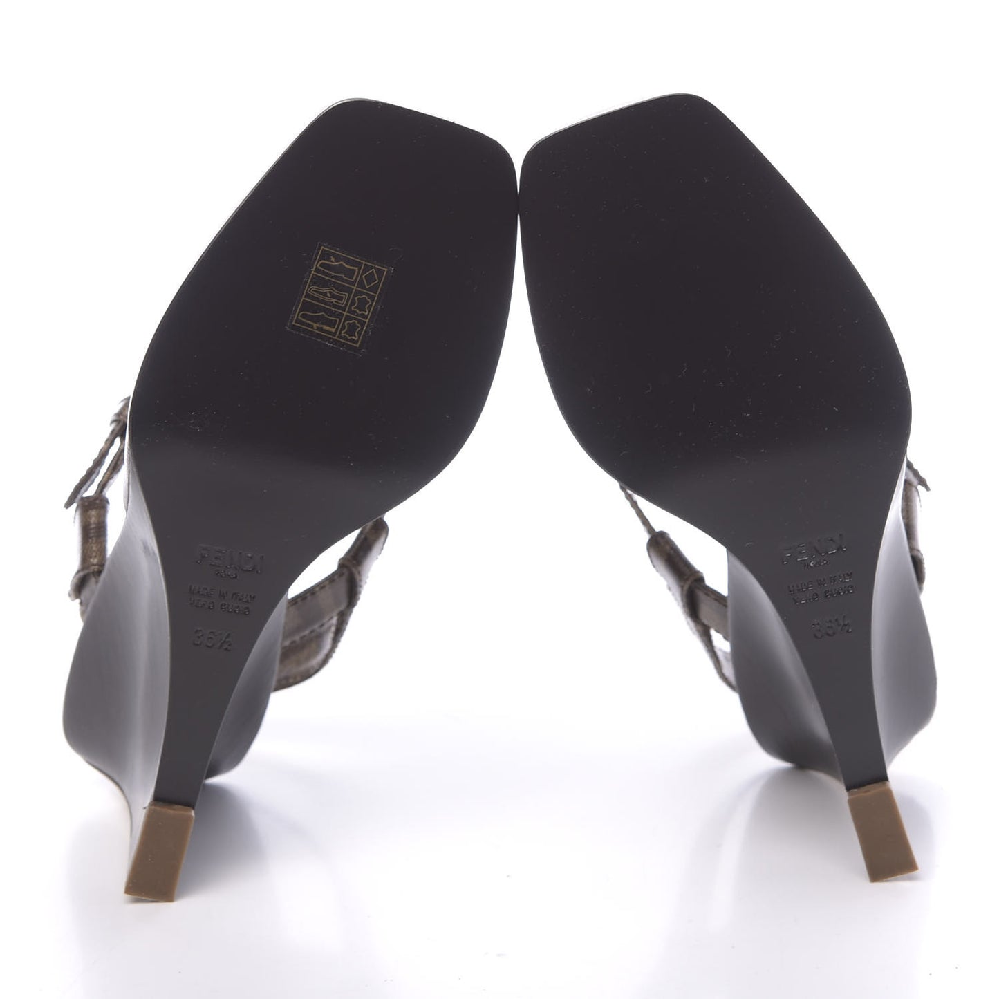 Glazed Fabric FF Wedge Sandals 36.5 Tobacco Moro