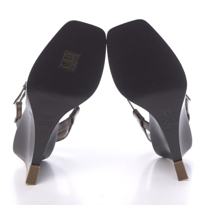 Fendi Glazed Fabric FF Wedge Sandals 36.5 Tobacco Moro 5 of 7