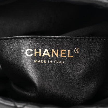 Chanel Lambskin Quilted Enamel Drawstring Bag Black Multicolor 6 of 10