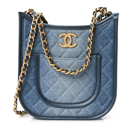 Chanel Washed Denim Quilted Small Hobo Blue 1 of 9