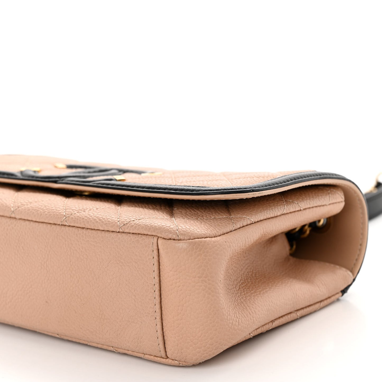 Caviar Quilted Small CC Filigree Flap Beige Black