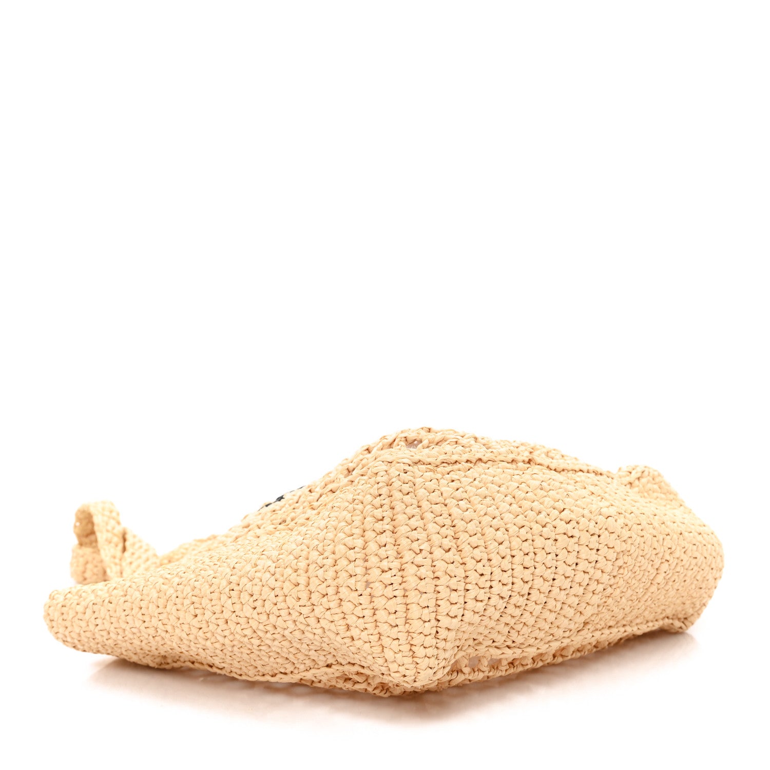 Prada Yarn Raffia Effect Crochet Logo Embroidered Small Tote Bag Naturale 4 of 10