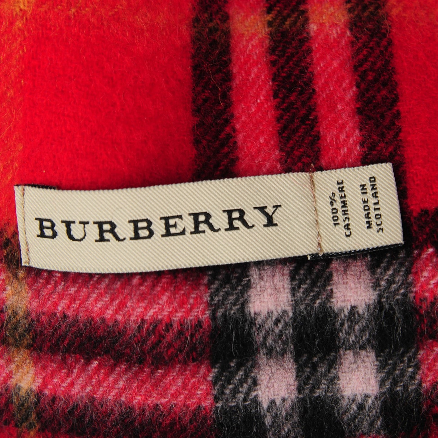 Cashmere Nova Check Fringe Scarf Red