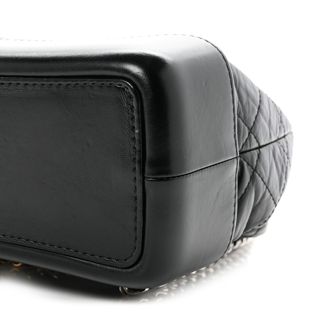 Aged Calfskin Quilted Gabrielle Backpack Black