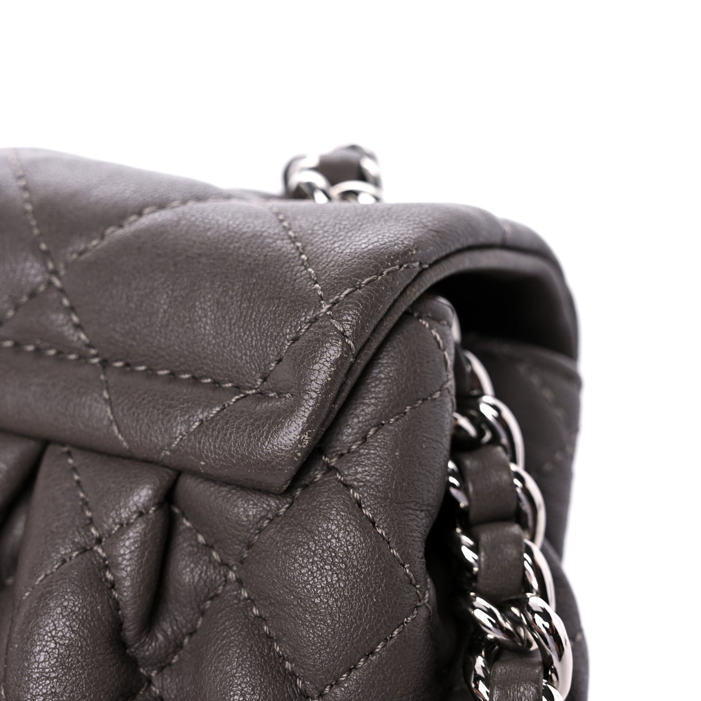 Washed Lambskin Quilted Mini Chain Around Flap Taupe