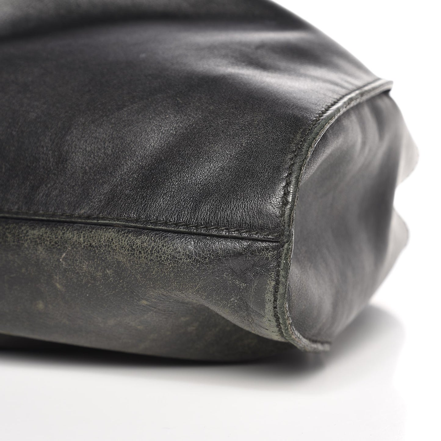Calfskin Gathered Handbag Black