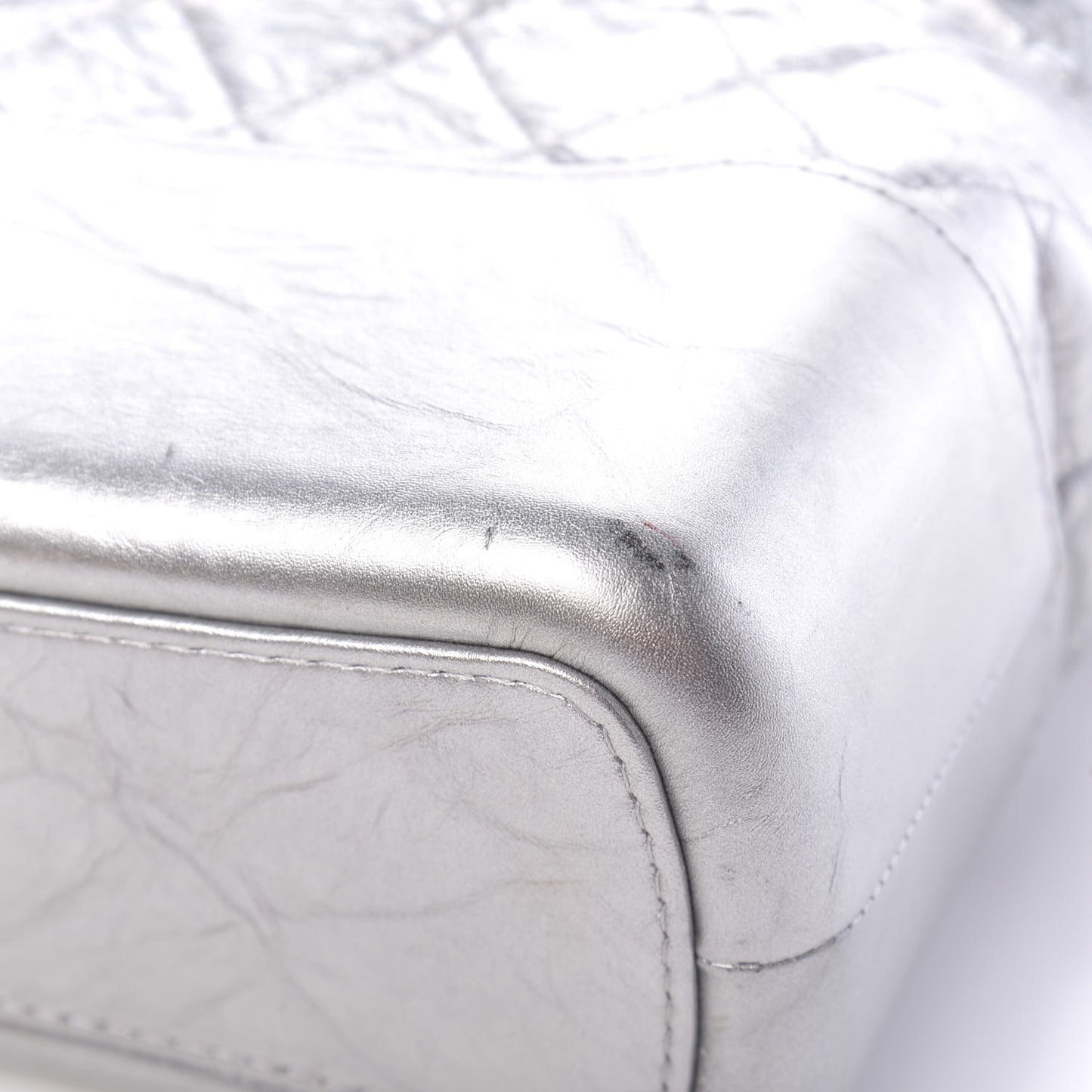 Metallic Lambskin Calfskin Quilted Medium Gabrielle Hobo Silver