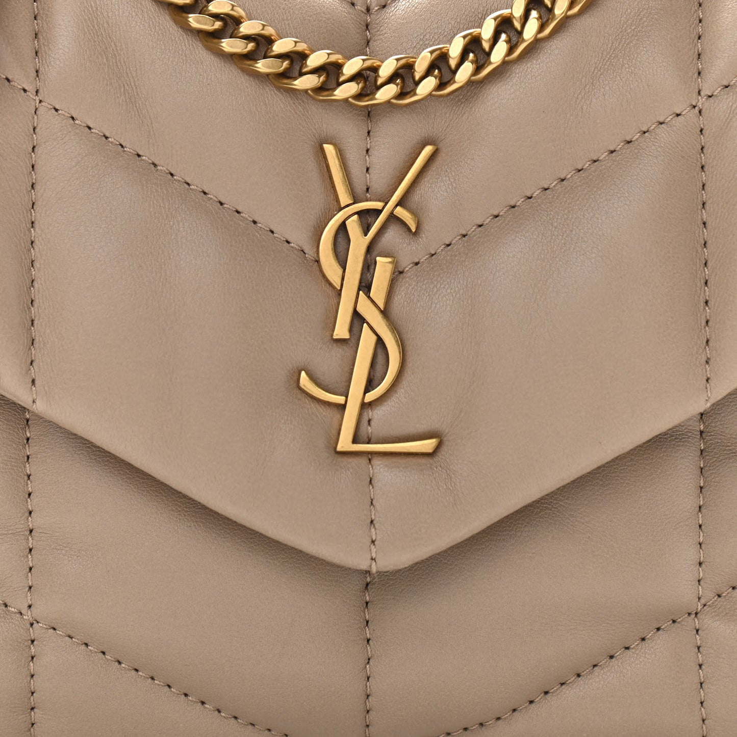 Lambskin Quilted Toy Loulou Puffer Monogram Chain Satchel Nude Powder
