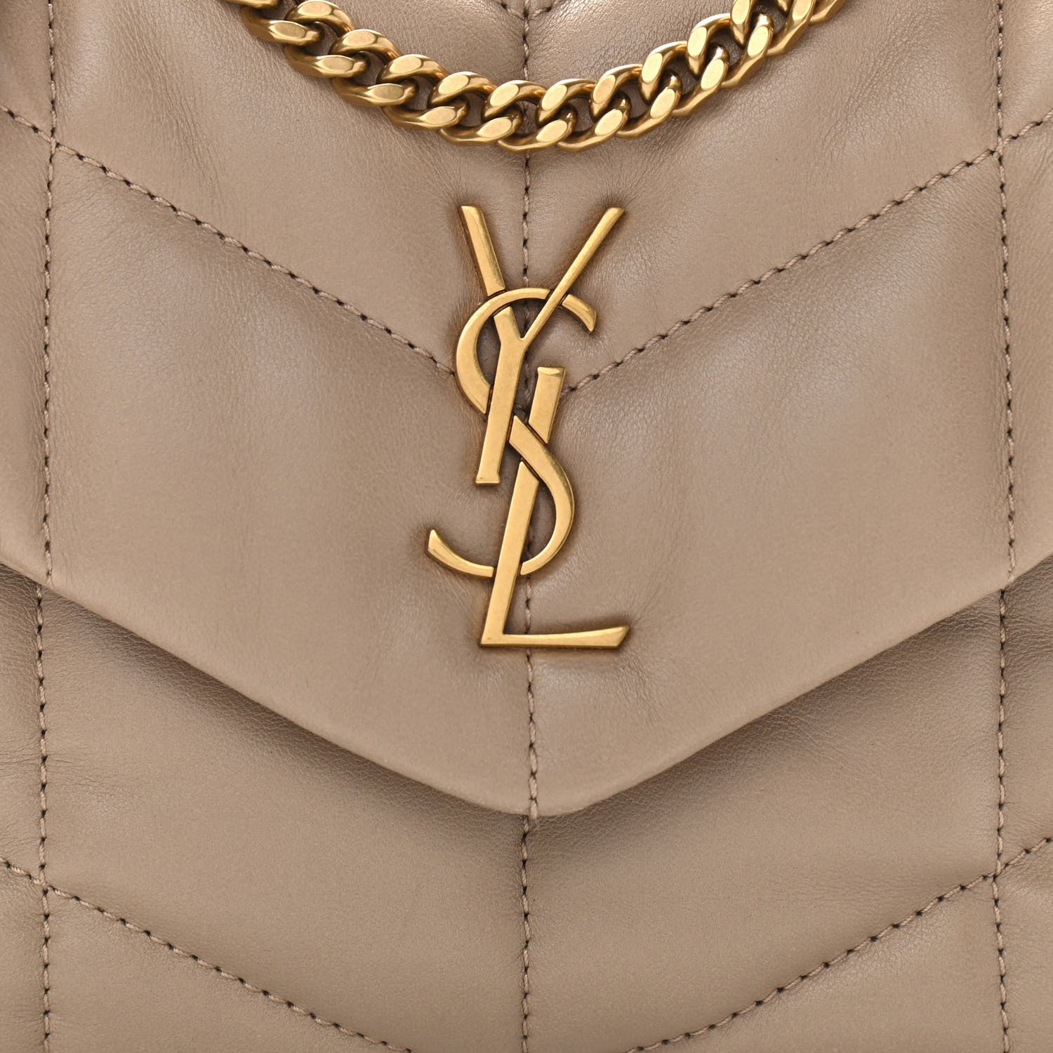 Saint Laurent Lambskin Quilted Toy Loulou Puffer Monogram Chain Satchel Nude Powder 8 of 10