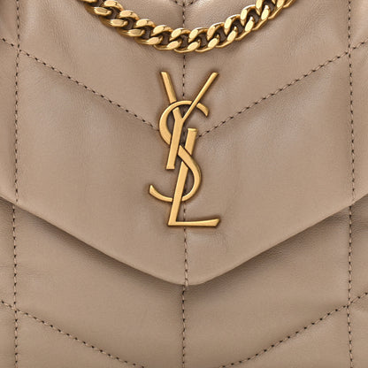 Saint Laurent Lambskin Quilted Toy Loulou Puffer Monogram Chain Satchel Nude Powder 8 of 10