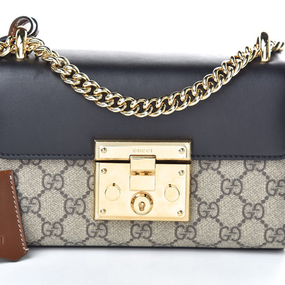 Gucci GG Supreme Monogram Calfskin Small Padlock Shoulder Bag Beige Black Cuir 8 of 10