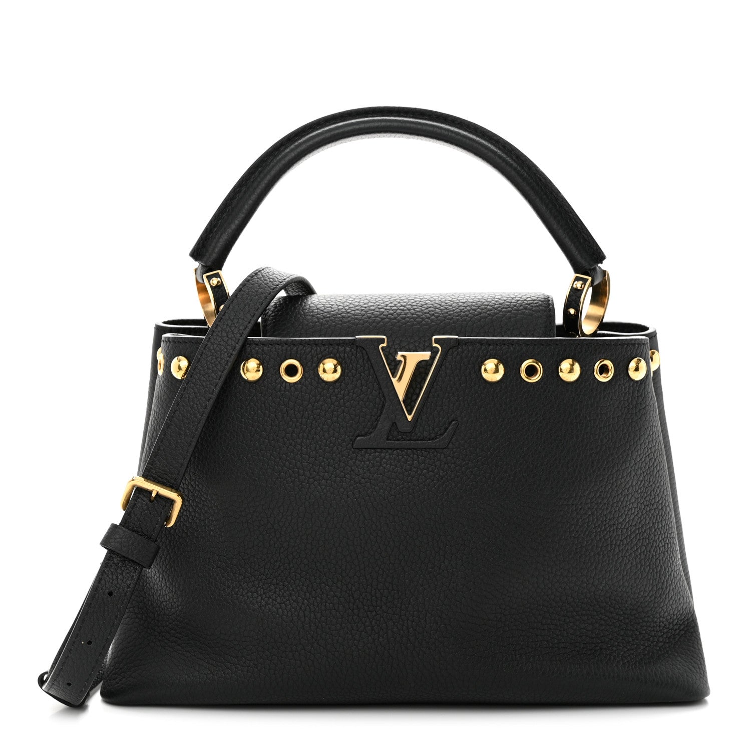 Louis Vuitton Taurillon Studded Capucines PM Black 1 of 10